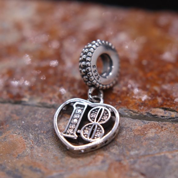 Happy 18th Birthday Dangle Bracelet Charm - S925 Sterling Silver Fits Pandora - Picture 3 of 6